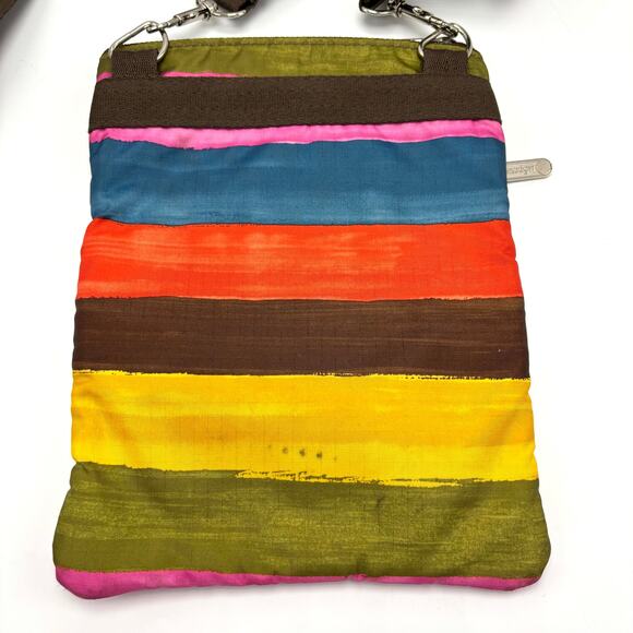 LeSportsac Multicolor Bag 3 Zip Crossbody Purse Rainbow Striped Boho Retro Y2K - Picture 4 of 9